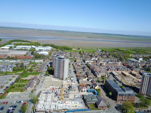 Flint Town (Church Street and Large Towers of Flats), CH6 - Flint, North Wales, UK