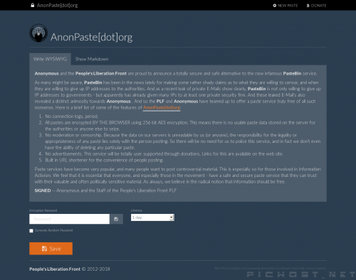 anonpaste.org Pastebin alternative from Anonymous (1)