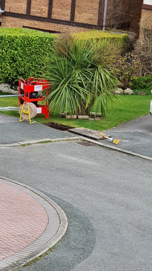 BT Contractors laying Full Fibre in the street - FTTP