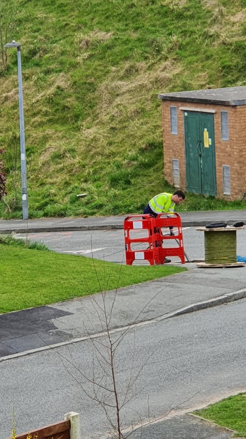 BT Contractors laying Full Fibre in the street - FTTP