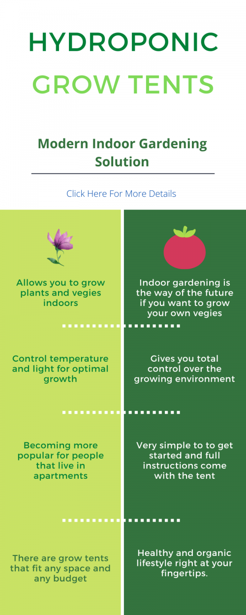 Hydroponic indoor grow tent is the best solution for modern indoor gardening. Here is an infographic on how it helps you to grow food or plants indoors. For more information visit here - https://indoorgardeningsolutions.com/hydroponic-grow-tent/