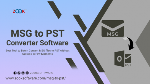 Download ZOOK MSG to PST Converter allows to bulk convert MSG to PST format which permits user to import MSG files to Outlook 2016, 2013, 2010, 2007, etc. The tool enables user to add MSG files & export .msg to .pst with attachments by combining MSG files to PST file without Outlook.

Explore More:- https://www.zooksoftware.com/msg-to-pst/