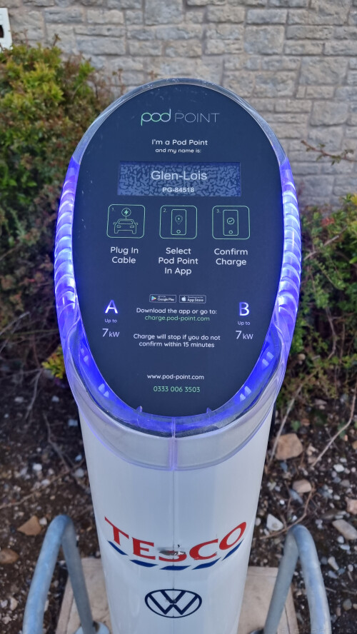 EV Charging (Pod Point) at Tesco, Holywell, Flintshire. UK

The Details
We're proud to partner with Tesco & Volkswagen to deliver the nations largest retail EV charging network.

The charging bays will be based in Tesco Extra and Superstore car parks throughout the United Kingdom and made up of:

7KW fast chargers - which will be free to use.
50kW rapids which will be priced in line with market rates.
22kW chargers where 50kW rapids are placed.

The cost to charge an electric car in the UK varies between home, work and public charging.

For a typical electric car with a 60kWh battery and ~200 mile range:

Charging at home: Costs about £9.20 for a full charge. *
Charging at work: Many employers will install workplace charging points and typically offer free access throughout the day.
Charging at public locations: Public chargepoints at supermarkets or car parks are often free to use for the duration of your stay.
Rapid charging: Rapid charging points are normally found at motorway service stations and typically cost £6.50 for a 30 min, ~100 mile charge.

Tesco Stores to be QA'd
27th April 2021
Tesco Superstore - Swaffham
Tesco Superstore - Alfreton
Latest Tesco Stores with EV Charging
27th April 2021
Tesco Extra - Nottingham Beeston - NG9 2WJ
Tesco Extra - Telford - TF1 2DE
Tesco Superstore - Lincoln Canwick Road - LN5 8HS
Tesco Extra - Prescot - L34 5NQ
Tesco Extra - Milton Keynes Bletchley - MK1 1DD
19th April 2021
Tesco Extra - Warrington - WA2 7NE
Tesco Superstore - Littlehampton - BN17 5RA
Tesco Superstore - Stowmarket - IP14 5BE
Tesco Extra - Wigan - WN1 1XS
Tesco Superstore - Aylsham - NR11 6BW
Tesco Superstore - Cheetham Hill - M8 5DP
Tesco Superstore - Aberystwyth - SY23 1PB
Tesco Superstore - Whitehaven - CA28 7XY
Tesco Superstore - Sheerness - ME12 1RH
Tesco Extra - Bulls Bridge - UB2 5LN
Tesco Extra - Bolton Horwich - BL6 6JS
Tesco Extra - Milton Keynes Bletchley - MK1 1DD
Tesco Extra - Stockport - SK1 2BT
Tesco Superstore - Wigston - LE18 4SE
Tesco Superstore - Coventry Walsgrave - CV2 2TS 
Tesco Superstore - Quinton - B32 1EG
Tesco Extra - Prescot - L34 5NQ
Tesco Superstore - Redcar - TS10 2AA
Tesco Superstore - Sleaford - NG34 7BB
Tesco Superstore - Sidcup - DA14 5BN
Tesco Superstore - Dumfries Peel Centre - DG1 3PF
Tesco Superstore - Lockerbie - DG11 2DB
Tesco Extra - Baldock - SG7 6BN
Tesco Superstore - Colinton - EH13 9AH
2th March 2021
Tesco Superstore - Towcester - NN12 6PF
Tesco Superstore - Fakenham - NR21 9DX
Tesco Superstore - Braintree Town Centre - CM7 3HQ
Tesco Extra - Horsham - RH12 3YU
Tesco Superstore - Peterborough Werrington - PE4 6NA
Tesco Superstore - Sheringham Cromer Road - NR26 8RS
Tesco Extra - Wilmslow Handforth - SK9 3PA
Tesco Metro - Brandon - IP27 0ER
Tesco Superstore - Penwortham - PR1 9XE
Tesco Superstore - Fareham - PO16 0LE
Tesco Superstore - Bury St Edmunds - IP32 7JS
Tesco Superstore - Newtown - SY16 1DW
Tesco Extra - Risca - NP11 6NP
Tesco Extra - Fratton - PO4 8FD
Tesco Superstore - Birmingham Springhill - B18 7BH
Tesco Superstore - Beccles - NR34 9QH
Tesco Superstore - Barry - CF62 8NX
Tesco Superstore - Bury St Edmunds - IP32 7JS
Tesco Superstore - Newtown - SY16 1DW
Tesco Extra - Risca - NP11 6NP
Tesco Extra - Fratton - PO4 8FD
Tesco Superstore - Frodsham Helsby - WA6 0DJ
Tesco Superstore - Norwich Stalham - NR12 9AE
Tesco Extra - Leyland - PR25 2FN
Tesco Superstore - Bedford Riverfield Drive - MK41 0SE
Tesco Superstore - Springfield Road - CM2 6QT
Tesco Superstore - Deysbrook Barracks - L12 4YL
Tesco Superstore - Callington - PL17 7RD
Tesco Superstore - Clitheroe - BB7 1LP
Tesco Extra - St Neots - PE19 2HD
Tesco Superstore - Cambridge Newmarket Road - CB5 8LD
Tesco Extra - Redditch - B98 7RU
26th February 2021
Tesco Metro - Brandon - IP27 0ER
Tesco Superstore - Penwortham - PR1 9XE
Tesco Superstore - Fareham - PO16 0LE
Tesco Superstore - Bury St Edmunds - IP32 7JS
Tesco Superstore - Newtown - SY16 1DW
Tesco Extra - Risca - NP11 6NP
Tesco Extra - Fratton - PO4 8FD
Tesco Superstore - Birmingham Springhill - B18 7BH
Tesco Superstore - Beccles - NR34 9QH
Tesco Superstore - Barry - CF62 8NX
Tesco Superstore - Frodsham Helsby - WA6 0DJ
Tesco Superstore - Norwich Stalham - NR12 9AE
Tesco Extra - Leyland - PR25 2FN
Tesco Superstore - Bedford Riverfield Drive - MK41 0SE
Tesco Superstore - Springfield Road - CM2 6QT
Tesco Superstore - Deysbrook Barracks - L12 4YL
Tesco Superstore - Callington - PL17 7RD
Tesco Superstore - Clitheroe - BB7 1LP
Tesco Extra - St Neots - PE19 2HD
Tesco Superstore - Cambridge Newmarket Road - CB5 8LD
Tesco Extra - Redditch - B98 7RU
01st February 2021
Tesco Superstore - Uckfield - TN22 1BA
Tesco Superstore - Pembury - TN2 4NE
Tesco Superstore - Tiverton - EX16 4DB
Tesco Superstore - Chesterfield Clowne - S43 4JN
20th January 2021
Tesco Superstore - Woodford Green - IG8 8GE
Tesco Extra - Lakeside - RM20 1TX
Tesco Superstore - Kinson - BH10 7BB
Tesco Superstore - Hertford - SG14 1Q
Tesco Superstore - Spalding Holbeach - PE12 7LR 
06th January 2021
Tesco Superstore - Stalybridge - SK15 2BJ
Tesco Superstore - South Tottenham - N15 4AJ
Tesco Superstore - Tenterden - TN30 7LN
Tesco Superstore - York Market Weighton - YO43 3BG
Tesco Superstore - Barton Upon Humber - DN18 5JT
Tesco Superstore - Abergele - LL22 7AA
Tesco Superstore - Mold - CH7 1UB
Tesco Metro - Withernsea - HU19 2NS
Tesco Superstore - Downham Market - PE38 9AW
Tesco Superstore - Braunton - EX33 2FB 
Tesco Extra - Lakeside - RM20 1TX
14th December 2020
Tesco Extra - Rotherham Wath-upon-dearne - S63 7DA
Tesco Extra - Wisbech - PE14 0RG
Tesco Extra - Doncaster - DN4 8SN
Tesco Extra - Reading - RG1 8DF
Tesco Superstore - Wolverton - MK12 5RJ
7th December 2020
Tesco Superstore - Bo Ness - EH51 9AN
Tesco Extra - Sutton Cheam - SM1 2NB
Tesco Superstore - Pembroke Dock - SA72 6DS
Tesco Extra - Llanelli - SA14 9UY
Tesco Extra - Galashiels - TD1 3AT
Tesco Superstore - New Milton - BH25 6BP
Tesco Superstore - Sheffield Dinnington - S25 2PF
Tesco Extra - Bulwell - NG6 8EQ
Tesco Superstore - Bideford - EX39 4AJ
Tesco Superstore - Southam - CV47 0FG
Tesco Superstore - Lewisham - SE13 7PA
Tesco Superstore - Penistone - S36 6TS
Tesco Superstore - Harrow Station Road - HA1 2TU
Tesco Extra - Burnley - BB11 2HE
Tesco Extra - Banbury - OX16 1LX
16th November 2020
Tesco Extra - Ilkeston Chalons Way - DE7 8DG
Tesco Superstore - Porthmadog - LL49 9NU
Tesco Metro - Kesgrave - IP5 2FU
Tesco Extra - Bradford - BD7 4EY
Tesco Extra - Rainham - RM13 9YZ
Tesco Extra - New Malden - KT3 4PJ
Tesco Superstore - Bradford Buttershaw - BD6 2DW
Tesco Superstore - Brighouse Bradford Road - HD6 1RZ
Tesco Extra - Perth - PH1 2NR
Tesco Extra - Nottingham Toton - NG9 6QX
Tesco Superstore - Stoke-on-Trent - ST4 6PL
02nd November 2020
Tesco Superstore - Hornchurch - RM12 5AF
Tesco Superstore - Welling - DA16 1TH
Tesco Superstore - Carnforth - LA5 9DW
Tesco Superstore - Hall Green - B90 3LU
Tesco Superstore - Boston - PE21 7JD
Tesco Superstore - Maidstone Tovil - ME15 6RQ
Tesco Superstore - Wadebridge - PL27 7HW
Tesco Extra - Ipswich - IP8 3TS
Tesco Superstore - Bourne - PE10 9LS
Tesco Superstore - Rossendale Haslingden - BB4 6LY
Tesco Superstore - Harlow East Road - CM20 2TG
16th October 2020
Tesco Extra - Newton Aycliffe - DL5 4DH
Tesco Extra - Newcastle Upon Tyne - NE3 2FP
Tesco Superstore - Stoke-on-trent Kidsgrove - ST7 1DX
Tesco Superstore - Strood - ME2 2DE
Tesco Superstore - Burnside - G73 3RJ
Tesco Superstore - Petersfield - GU31 4JR
Tesco Extra - Addlestone - KT15 2AS
Tesco Superstore - Bridlington - YO15 3EX
Tesco Extra - Hanley - ST1 4LS
Tesco Metro - Kidlington - OX5 2DN
Tesco Extra - Bedworth - CV12 8SY
Tesco Extra - Gatwick - RH6 0AT
Tesco Superstore - Rugeley - WS15 2HS
Tesco Extra - Wigan Hindley - WN2 3AT
Tesco Superstore - Lydney High Street - GL15 5DN
Tesco Extra - Martlesham - IP5 3RU
29th September 2020
Tesco Superstore - Carluke - ML8 5AL
Tesco Extra - Norwich - NR7 8AB
Tesco Extra - Corstorphine - EH12 7UQ
Tesco Extra - Shettleston - G32 7JE
Tesco Extra - Nottingham Long Eaton - NG10 1HG
15th September 2020
Tesco Superstore - Caister Great Yarmouth - NR30 5BT
Tesco Superstore - Redruth Tolgus - TR15 1AX
Tesco Superstore - Scarborough - YO11 2PN
Tesco Superstore - Henley-On-Thames - RG9 4HA
Tesco Superstore - Guildford - GU2 7UN
Tesco Extra - Solihull - B90 4EN
08th September 2020
Tesco Superstore - Driffield - YO25 6RA
Tesco Superstore - Tring - HP23 5NB
Tesco Extra - Scunthorpe - DN15 8GR
Tesco Superstore - Uttoxeter - ST14 8AU
Tesco Superstore - Heanor - DE75 7EX
21st August 2020
Tesco Superstore - Llandudno Junction - LL31 9XY
Tesco Extra - Bangor - LL57 4SU
14th August 2020
Tesco Extra - West Durrington - BN13 3PB
Tesco Superstore - Bognor Regis - PO22 9ND
Tesco Metro - Eastbourne Hampden Park - BN22 9NG
Tesco Extra - Accrington - BB5 1LN
Tesco Extra - Holyhead - LL65 2UH
Tesco Superstore - Holywell - CH8 7AN
Tesco Extra - Hastings - TN38 9RB
Tesco Superstore - Burgess Hill - RH15 9QT
30th July 2020
Tesco Superstore - Hailsham - BN27 1DN
Tesco Superstore - Lewes - BN7 2BY
Tesco Extra - Southport - PR8 5JH
Tesco Superstore - Cefn Mawr - LL14 3BF
Tesco Extra - Barnstaple Taw View - EX31 2AS
10th July 2020
Tesco Superstore - Chester - CH1 3JS
Tesco Extra - Kettering - NN15 6XB
Tesco Metro - Pulborough - RH20 1AS
Tesco Superstore - Sale - M33 7XN
Tesco Superstore - Northwich - CW9 5LY
29th June 2020
Tesco Extra - Corby Oakley Road - NN18 8AL
Tesco Metro - Portslade - BN41 1GB
Tesco Superstore - Hinckley - LE10 1UE
05th June 2020
Tesco Superstore - Hammersmith - W6 7NL
Tesco Superstore - Colchester Hythe - CO1 2TE
Tesco Extra - Longton - ST3 2JB
Tesco Superstore - Haydock Church Road - WA11 0GT
Tesco Superstore - Carlisle Warwick Road - CA1 2SB
29th May 2020
Tesco Superstore - Glasgow Craigmarloch - G68 0EZ
24th April 2020
Tesco Superstore - Burnage - M19 1TF
Tesco Superstore - Dorchester - DT1 2RY
Tesco Superstore - Amersham - HP7 0HA
Tesco Superstore - Skegness - PE25 3PQ
Tesco Extra - Chorley - PR7 1NW
Tesco Superstore - Meir Stoke-on-Trent - ST3 7WB
Tesco Extra - New Oscott - B73 6RB
Tesco Superstore - High Wycombe Loudwater - HP10 9RT
Tesco Extra - Coventry Cross Point - CV2 2SH
Tesco Superstore - West Molesey Hurst Road - KT8 1SE
Tesco Extra - Ashford Middlesex - TW19 7PZ
Tesco Superstore - Bracknell - RG12 9TZ
Tesco Superstore - Forfar Castle Street - DD8 3HX
Tesco Superstore - Blandford Forum - DT11 9PU
Tesco Superstore - Hythe - SO45 5JA
08th April 2020
Tesco Superstore - Feltham Dukes Green - TW14 0LH
Tesco Extra - St Rollox - G21 1YL
Tesco Superstore - Market Deeping - PE6 8UD
Tesco Superstore - Southam - CV47 0FG
Tesco Superstore - Berwick-upon-tweed - TD15 2XG
Tesco Superstore - North Berwick - EH39 5NF
17th March 2020
Tesco Superstore - Stoke-on-Trent - ST4 6PL
Tesco Extra - Wrexham - LL13 8HF
Tesco Extra - Southampton - SO31 8GN
Tesco Superstore - Yiewsley - UB7 7FP
Tesco Superstore - Billingham - TS23 3TA
Tesco Metro - Cosham - PO6 3BZ
2nd March 2020
Tesco Superstore - Amesbury - SP4 7RT
Tesco Extra - Aylesbury - HP19 8BU
Tesco Extra - Andover - SP10 1UZ
Tesco Extra - Culverhouse Cross - CF5 6XQ
Tesco Superstore - Prestwich - M25 3TG
Tesco Superstore - Victoria Park - NN8 2EF
Tesco Superstore - Honiton - EX14 2XD
14th February 2020
Tesco Superstore - Windsor - SL4 4JT
Tesco Extra - Hayes Yeading - UB4 9SQ
31st January 2020
Tesco Superstore - Pembroke Dock - SA72 6DS
Tesco Superstore - Bracknell North - RG42 3JP
Tesco Superstore - Tavistock - PL19 9QN
Tesco Superstore - Willenhall - WV13 2PZ
Tesco Superstore - Bolton Little Lever - BL3 1RG
Tesco Superstore - Braintree Great Notley - CM77 7WW
Tesco Superstore - Great Harwood - BB6 7AT
Tesco Superstore - Helston - TR13 8PJ
Tesco Superstore - Hook - RG27 9JE
Tesco Superstore - Market Rasen - LN8 3AW
20th January 2020 
Tesco Superstore - St Ives - TR26 2PN
Tesco Superstore - Barnstaple - EX32 8PG
Tesco Superstore - Camborne - TR14 8DT
Tesco Extra - Redruth - TR15 3QJ
Tesco Superstore - Taunton - TA1 4EQ
Tesco Superstore - Portland Easton - DT5 2AD
Tesco Extra - Barrow-In-Furness - LA14 2NE
Tesco Superstore - Stanley Annfield Plain - DH9 7UZ
Tesco Superstore - Marlborough - SN8 4AE
Tesco Extra - Abingdon - OX14 1TU
Tesco Extra - Nottingham Top Valley - NG5 9DD
Tesco Extra - Reading West - RG30 1AW
Tesco Extra - Sunbury-On-Thames - TW16 7BB
Tesco Superstore - Greenfield - OL3 7AF
Tesco Superstore - Kinson - BH10 7BB
Tesco Superstore - Madeley - TF7 5AB
17th December 2019
Tesco Extra - Batley Bradford Road WF17 5DR
Tesco Superstore - Stow-on-the-wold Fosse Way GL54 1B
Tesco Superstore - Churchdown Cheltenham Road East GL3 1JN
Tesco Extra - Lichfield Church Street WS13 6DZ
Tesco Extra - Trowbridge County Way BA14 7AQ
Tesco Superstore - Aylesbury Tring Road Tring Road HP20 1PQ
Tesco Metro - Faringdon Park Road SN7 7BP
Tesco Superstore - Didcot Wallingford Road OX11 9BZ
Tesco Superstore - Hereford Abbotsmead Road Abbotsmead Road HR2 7XS
Tesco Superstore - Worksop Gateford Road Gateford Road S81 7AP
Tesco Superstore - Truro Garras Wharf TR1 2TN
Tesco Extra - Yeovil Queensway BA20 1DL
Tesco Superstore - Penzance Branwell Lane TR18 3DU
Tesco Superstore - Padiham Wyre Street BB12 8DQ
Tesco Superstore - Worcester St Peters Drive WR5 3SW
Tesco Superstore - Waltham Abbey Sewardstone Road EN9 1JH
Tesco Superstore - East Didsbury Parrs Wood Lane M20 5NP
Tesco Extra - Manchester Gorton Hyde Road M18 8LD
Tesco Superstore - Wokingham 78 Finchampstead Road RG40 2NS
Tesco Superstore - Blackley Manchester Victoria Avenue East M9 6HP
Tesco Superstore - Droylsden Manchester Road M43 6TQ
Tesco Superstore - Exmouth - EX8 2NP
Tesco Superstore - Ferndown - BH22 9TH
Tesco Superstore - Padstow Sarah's Lane PL28 8EL
Tesco Superstore - Seaton Harbour Road EX12 2PB
29th November 2019
Tesco Superstore - Penzance TR18 3DU
Tesco Superstore - Blackley M9 6HP
Tesco Superstore - Manchester M43 6TQ
Tesco Extra - Manchester M18 8LD
Tesco Superstore - Manchester M20 5NP
Tesco Superstore - Wokingham RG40 2NS
Tesco - Rawtenstall Bocholt Way BB4 6DB
Tesco Superstore - Gosport 1 Alver Village Square PO13 8ZW
Tesco Superstore - Worksop S81 7AP
Tesco Superstore - Ledbury HR8 1DQ
Tesco Superstore - Bicester Lakeview Drive OX26 1DE
Tesco Superstore - Burton On Trent DE14 3RJ
Tesco Superstore - Liverpool L18 6HF
Tesco Superstore - Liverpool L37 8DP
Tesco Superstore - Ingleby Barwick Myton Road TS17 0WA
Tesco Extra - Clay Cross - S45 9SL
Tesco Extra - Ivybridge Lee Mill Lee Mill Industrial Estate PL21 9PE
Tesco Extra - Plymouth Roborough 2 Woolwell Crescent PL6 7RF
Tesco Superstore - Formby Altcar Road L37 8DP
15th November 2019
Tesco Extra - Leicester Hamilton LE5 1BJ
Tesco Extra - Altrincham WA15 9QT
Tesco Extra - Liverpool L8 4XF
Tesco Extra - Birkenhead CH43 7AA
Tesco Superstore - Wirral CH60 7SL
Tesco Extra - Irlam M44 6BL
Tesco Superstore - Blackburn BB1 3HF
Tesco Superstore - Congleton CW12 1LR
Tesco Superstore - Wolverton MK12 5RJ
Tesco Superstore - Maesteg CF34 9DS
Tesco Extra - Baguley M23 9TJ
Tesco Extra - Gloucester Brockworth GL3 4AA
Tesco Superstore - Buckingham MK18 1AB
Tesco Extra - Dundee Riverside DD2 1UG
Tesco Superstore - Leith EH6 8HL
Tesco Superstore - Glastonbury BA6 9X
Tesco Superstore - Stow-on-the-wold GL54 1BX
Tesco Superstore - Churchdown GL3 1JN
Tesco Extra - Lichfield WS13 6DZ
Tesco Extra - Trowbridge BA14 7AQ
Tesco Superstore - Aylesbury Tring Road HP20 1PQ
Tesco Superstore - Didcot OX11 9BZ
Tesco Superstore - Hereford Abbotsmead Road HR2 7XS
Tesco Extra - Yeovil BA20 1DL
Tesco Superstore - Truro TR1 2TN
Tesco Superstore - Shaftesbury - SP7 8PF
31st October 2019
Tesco Superstore - Burnham-on-sea TA8 1EZ 
Tesco Superstore - Nailsea BS48 1AQ
Tesco Superstore - Wells BA5 2DZ
Tesco Superstore - Shepton Mallet BA4 5EG
Tesco Superstore - Dundee Monifieth DD5 4TP
Tesco Superstore - Midsomer Norton BS39 7SW
Tesco Superstore - Potters Bar EN6 2PB
Tesco Superstore - North Berwick EH39 5NF
Tesco Extra - Hatfield AL9 5JY
Tesco Extra - Gloucester Quedgeley GL2 4PF
Tesco Extra - Salisbury SP1 2NY
Tesco Superstore - Dursley Cam GL11 5LE
Tesco Superstore - Stroud GL5 4AG
Tesco Superstore - Chester-Le-Street DH3 3TF
Tesco Extra - Barnsley S70 3NS
Tesco Superstore - Hoyland S74 9BF
Tesco Superstore - Rickmansworth WD3 1LX
Tesco Superstore - Walsall Brownhills WS8 6DZ
Tesco Extra - Failsworth M35 0EJ
Tesco Extra - Cirencester GL7 1NP
Tesco Superstore - Princes Risborough HP27 9TS
Tesco Extra - Pontypridd CF37 5SN
Tesco Superstore - Rugby - CV21 1RG
14th October 2019
Tesco Extra - Middleton Manchester M24 1UQ 
Tesco Superstore - South Queensferry EH30 9QZ 
Tesco Superstore - St Oswalds Road Gloucester GL1 2SG 
Tesco Superstore - St Mellons Crickhowell Road Cardiff CF3 0EF 
Tesco Extra - Dundee South Road South Road DD2 4SR 
Tesco Superstore - Hemsworth WF9 4LB 
Tesco Superstore - Clevedon - BS21 6LH
30th September 2019
Tesco Superstore - Port Talbot SA13 1YA
Tesco Extra - Sandhurst GU47 0FD
Tesco Extra - West Bromwich B70 7PR
Tesco Superstore - Berwick-upon-tweed TD15 2XG
Tesco Extra - Bishop Auckland DL14 9AL
Tesco Superstore - Penarth CF64 1SA
Tesco Superstore - Keynsham BS31 2BA
Tesco Extra - Cradley Heath B64 5DF
18th September 2019
Tesco Superstore - Caerphilly - CF83 3NL
Tesco Superstore - Milford Haven - SA73 3AU
Tesco Superstore - Neath - SA10 7FE
Tesco Extra - Bridgend - CF31 3SQ
Tesco Superstore - Bridgend - CF31 4AP
2nd September 2019
Tesco Extra - Llansamlet Nantyffin Road Llansamlet Swansea
Tesco Extra - Basildon Mayflower Retail Park Basildon
Tesco Extra - Pitsea Hazelmere Off High Road Basildon
Tesco Extra - Hull St Stephens Centre 5 Park Street Hull
Tesco Superstore - Chepstow Station Road Chepstow
Tesco Extra - Bournemouth Riverside Avenue Bournemouth
Tesco Extra - Portsmouth Clement Attlee Way Portsmouth
Tesco Extra - Orpington 9 Augustus Lane Orpington
Tesco Extra - Waterloo Road Waterloo Road Poole
Tesco Extra - Yarrow Road Yarrow Road Mannings Heath Poole
Tesco Extra - Havant Solent Road Havant Hampshire
Tesco Extra - Chesterfield Lockoford Lane Chesterfield
Tesco Superstore - Cardigan Aberystwyth Road Cardigan
Tesco Extra - Sheffield 1 Savile Street Spital Hill Sheffield
Tesco Extra - Sunderland Newcastle Road Sunderland Tyne And Wear
Tesco Superstore - Bromley By Bow Hancock Road Bow London
Tesco Extra - Stourbridge Crown Centre Stourbridge
Tesco Extra - Rotherham Drummond Street Rotherham
Tesco Extra - Lincoln 186 Wragby Road Lincoln
Tesco Superstore - Abertillery Castle Street Abertillery
Tesco Superstore - Penicuik 9 Edinburgh Road Penicuik
Tesco Extra - Swindon Ocotal Way Swindon
Tesco Extra - Merthyr Tydfil Beacons Place, Station Yard Tramroad Side Merthyr Tydfil
Tesco Superstore - Aberdare Depot Road Aberdare
Tesco Extra - Musselburgh Olive Bank Road Musselburgh
Tesco Superstore - Broughton Road 7 Broughton Road Edinburgh
Tesco Extra - Crawley - RH10 1GY
Tesco Extra Slough
Tesco Extra Watford
Tesco Superstore Elmers End