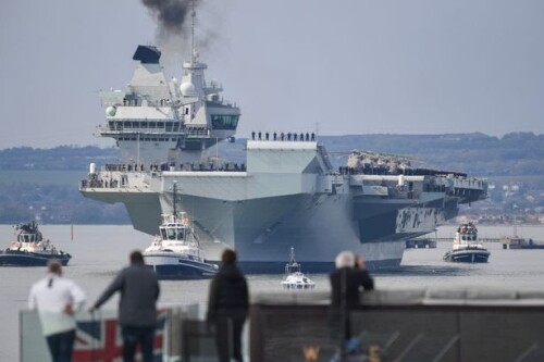 HMS Queen Elizabeth and ships from the UK Carrier Strike Group (CSG) have begun their training exercise off the coast of Scotland.

The warships, including the Royal Navy's flagship aircraft carrier, are taking part in Exercise Strike Warrior, which will last two weeks.

It is the last training exercise for HMS Queen Elizabeth ahead of her first deployment with the CSG, which will see the fleet of ships travel to Asia.

The huge aircraft carrier left her base in Portsmouth on May 1 along with two destroyers.

All will form part of the CSG and left their city base to to see the ships depart.
They are now involved in Strike Warrior, off the coast of Scotland, an "intense" training exercise that will mirror a broad range of crisis and conflict situations.

The training exercise got under way over the weekend (May 8 and 9).....

Src: Hampshire Live