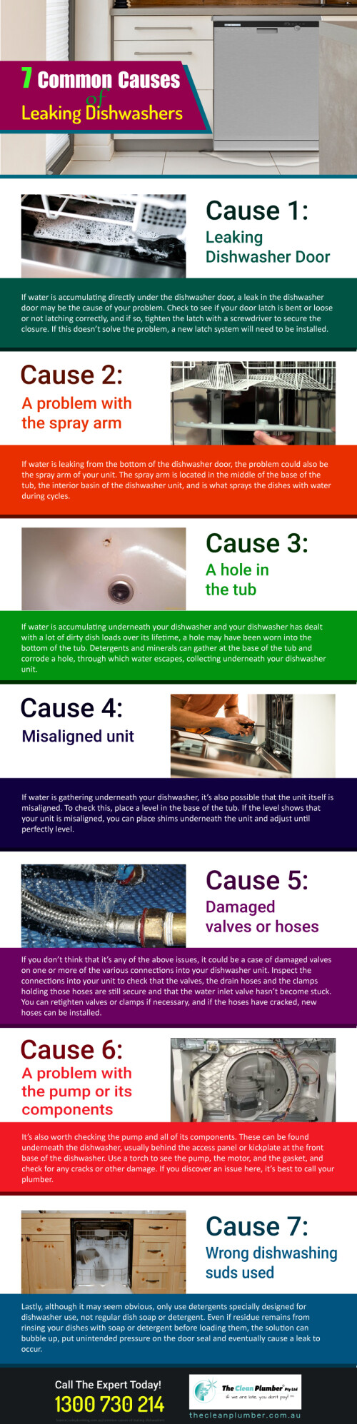 A leaking dishwasher is a disadvantage, messy, and potentially treacherous at the best of times, and even further so right now with everyone at home during this pandemic. Water leaking from your dishwasher can damage flooring, cabinets, and be an inessential danger in overdone kitchens.

Not to mention, it means a whole lot further dishwashing by hand in the sink! If you need a quick assessment and expert service for your dishwasher, contact us at The Clean Plumber on 1300 730 214 or (042) 524 5010 today. View more: https://thecleanplumber.com.au/services/