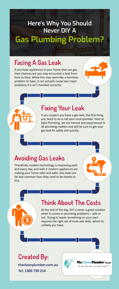 We have all been tempted at one time or another to attempt a DIY fix-it job at home. 9 out of 10 times this is a harmless venture into the fix-it world, that more often than not still requires us to call a professional in to come and fix our mistakes. "Here’s why you should never DIY a gas plumbing problem".

Not to mention, it means a whole lot further gas plumbing problem by hand in the sink! If you need a quick assessment and expert service for your gas plumbing problem, contact us at The Clean Plumber on 1300 730 214 or (042) 524 5010 today. View more: https://thecleanplumber.com.au/services/