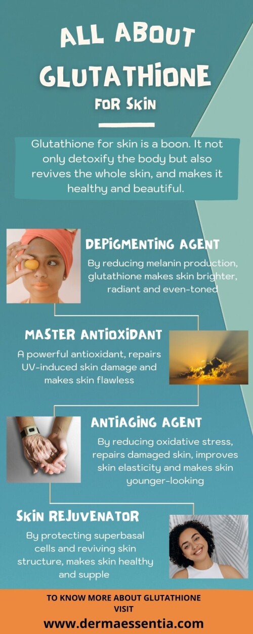 L-glutathione is a master antioxidant and helps to detoxify, rejuvenate and revitalize your skin from deep inside. L-glutathione can be taken in the form of tablets that are easy to swallow. It has been used for skin brightening, radiance and many other skin issues. For more information, visit Our Page https://www.dermaessentia.com/products/l-glutathione-tablets.