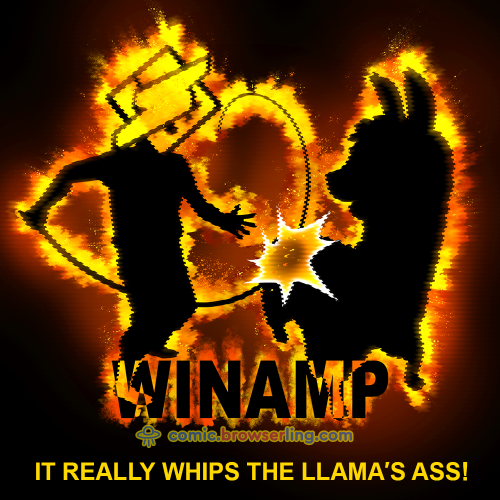 It really whips the llama's ass!

For more Internet browser jokes visit https://comic.browserling.com. New jokes about IE, Edge, Firefox, Safari and Opera every week!