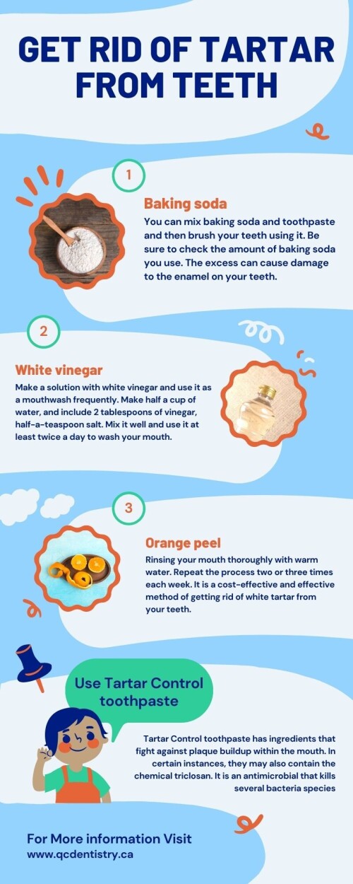 Plaque is a common occurrence on the teeth of everyone. However, there are some at-home solutions you can employ to prevent an excessive amount of plaque build-up. Below are these steps, and healthy food will help to cure tartar without the dentist. Click here to read more: https://qcdentistry.blogspot.com/2021/11/Get-Rid-of-Tartar.html