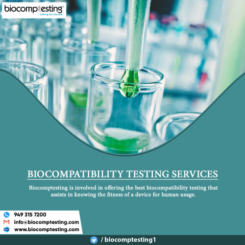 Our Biocompatibility testing results are widely acknowledged and trusted. The sensitivity of testing is aware therefore, all the test is performed in the safe and secure environment considering all the necessary measures. Contact us now!
http://www.biocomptesting.com/