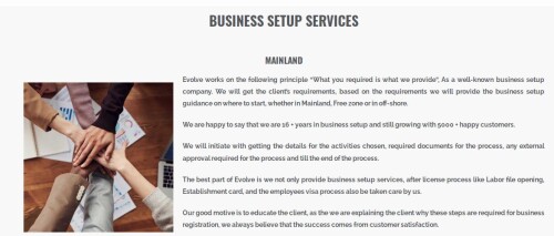 We provide excellent business setup services in Dubai. We will provide a Company setup or formation on client requirements.


https://evolve71.com/services/businesssetup/