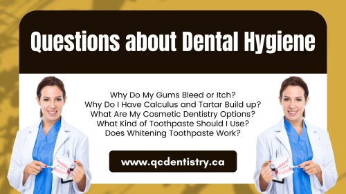 - Why Do My Gums Bleed or Itch?
- Why Do I Have Calculus and Tartar Build up?
- What Are My Cosmetic Dentistry Options?
- What Kind of Toothpaste Should I Use?
- Does Whitening Toothpaste Work? 

Click here to read the answers: https://qcdentistry.wordpress.com/2022/01/07/faq-dental-hygiene/