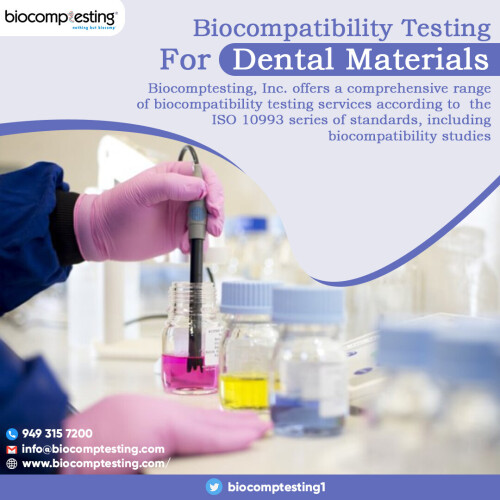 We provide biocompatibility testing for dental materials in the USA. We endeavor to achieve all of modern dentistry's goals while stepping softly on our patients' biological terrain.
http://www.biocomptesting.com/industries/