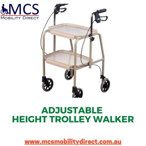 Being designed with an attractive cream painted steel frame, the adjustable height trolley walker is a versatile and unique product that can serve a number of uses. It has a strong steel frame which ensures it is durable and ensures that it will live up to its longevity. Adjustable Height Trolley Walker Can be used as a trolley and a walking aid.

https://www.mcsmobilitydirect.com.au/shop/adjustable-height-trolley-walker/