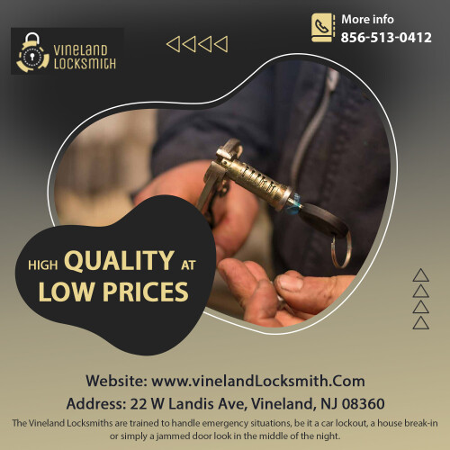 Vineland Locksmith has what it takes to succeed in the locksmithing industry - innovative locksmith equipment, trained and reliable locksmiths and excellent customer service. We serve residential and commercial premises and also recommend suitable auto locksmith service upon request. For more detail visit us at http://www.vinelandlocksmith.com/ or contact us at 856-513-0412 Address: Vineland, NJ #LocksmithVinelandNJ #VinelandLocksmith #Vineland #NJ