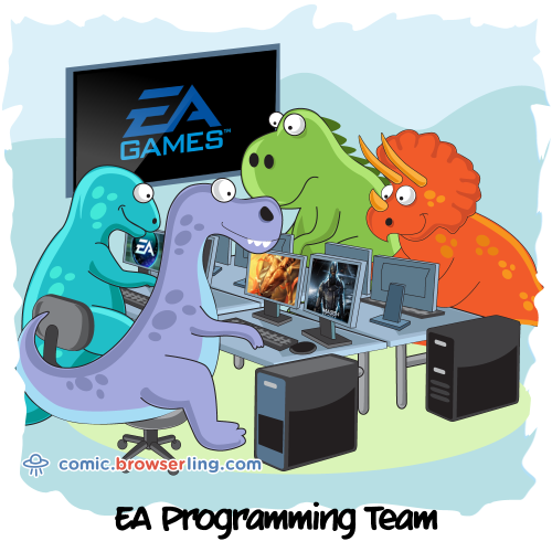 EA Programming Team

For more Internet browser jokes visit https://comic.browserling.com. New jokes about IE, Edge, Firefox, Safari and Opera every week!