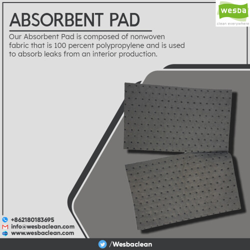 Our Absorbent Pad is composed of nonwoven fabric that is 100 percent polypropylene and is used to absorb leaks from an interior production line or other oil spills. contact for more information at +862180183695.

http://www.wesbaclean.com/wipe-product/oil-absorbent-pad-manufacturer/