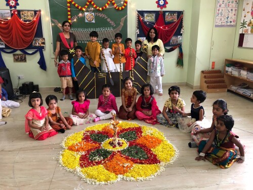 Cherubs Montessori School in Sompura, Our M1 students participate in activities such as Object to Object Matching, Puzzles, Stringing Beads, and Pouring. They use Brown Stairs, Pink Cubes, Cylinder Blocks, and Color Tablets in Sensorial. In Language, kids trace the Sand Paper Letters to learn the sound and study phonetics by utilising the Object box to examine the sound. They practise and study the Number rods in the sequence of numbers from 1 to 10 in the Math curriculum. They also use Cards, Spindle boxes, and Counters to learn how to sequence numbers and correlate them with amounts. For further details, visit our website.
Website: https://cherubsmontessori.com/cherubs-sompura/