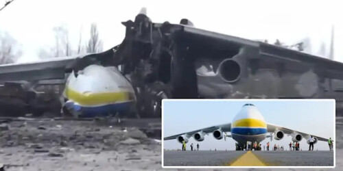 Video shows charred wreck of world's biggest airplane, the Antonov AN-225, after it was destroyed in Russian invasion of Ukraine