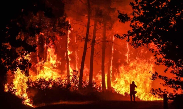 EU countries rush to help France tackle ‘monstrous’ wildfires
Firefighters from Romania, Poland, Austria, Greece and Italy fight blazes in show of ‘European solidarity’


Hundreds of firefighters from across the EU have been rushed to France to help battle wildfires in an unprecedented show of international solidarity.

Most are stationed along a 26 mile (40km) active fire-front in the south-west, where a blaze described as “monstrous” continued to devastate pine forests.

German firefighters and their vehicles arrived in the early hours of Friday morning to help tackle the massive Landiras fire in the Gironde and the Landes, south of Bordeaux, which had sparked up again this week after destroying swathes of forest in July.

The ruins of a house destroyed by a fire that erupted in Belin-Beliet, south-west France.
The ruins of a house destroyed by fire in Belin-Beliet, south-west France. Photograph: Guillaume Souvant/AFP/Getty Images
Romanian firefighters and teams from Poland, Austria, Greece and Italy were also deployed to help more than 1,100 French firefighters try to contain the blaze. President Emmanuel Macron tweeted of the more than 360 firefighters arriving with vehicles and planes: “Our partners are coming to France’s aid against the fires. Thank you to them. European solidarity is at work!”