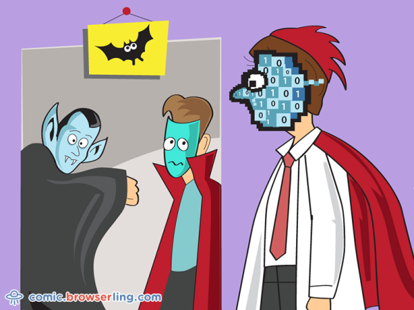 What does a computer scientist wear on Halloween?... A bit mask.

We love programmer, nerd and geek humor! For more funny computer jokes visit our comic at https://comic.browserling.com. We're adding new programming jokes every week. We're true geeks at heart.