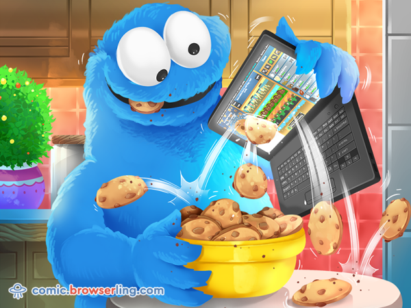 Cookie Monster discovers the Cookie Clicker game.

We love programmer, nerd and geek humor! For more funny computer jokes visit our comic at https://comic.browserling.com. We're adding new programming jokes every week. We're true geeks at heart.