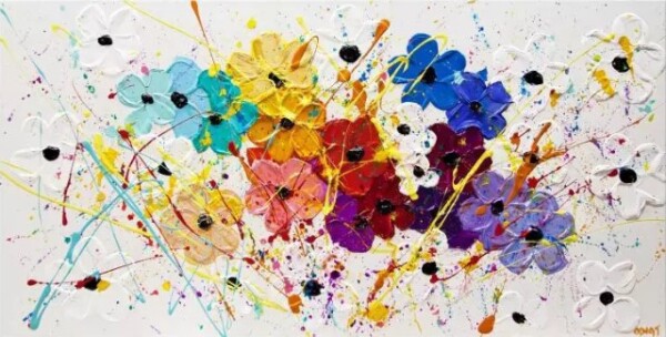 Summer Celebration is a floral painting, made in a colorful and abstract way. It is made with acrylic paints to enhance its vibrancy and presentation.(36" x 18"	Ships in ~7 business days	$430). To know more about us you can visit us at : https://osnatfineart.com/painting/10105-summer-celebration