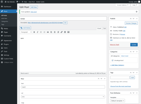Screenshot 2023 02 15 at 22 57 40 Edit Post “new” ‹ My Website — WordPress