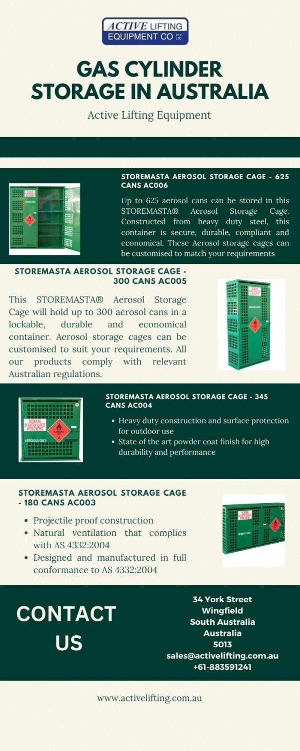 The SGB Gas Cylinder Storage Cage is a heavy duty lockable cage ideally suited for storage of up to 24 x 9kg BBQ gas bottles. The centre shelf and vertical supports can be eradicated if not required to facilitate the cage to be used as a storage cage for up to 12 x forklift gas cylinders or other applications like firewood storage in service stations where easy access and outstanding security is a need. Visit us : 
https://www.activelifting.com.au/dangerous-goods-storage/gas-aerosol-storage-cages