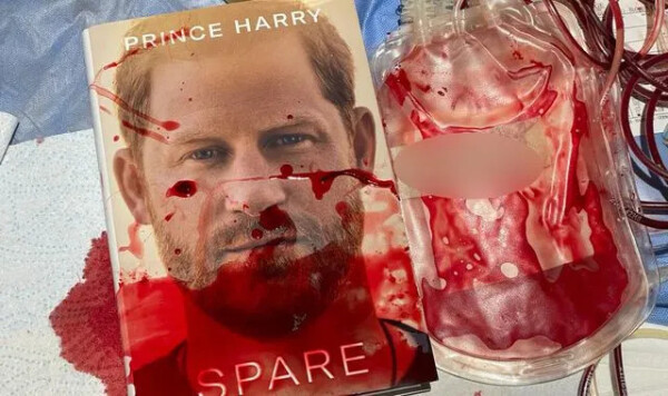 Copies of Prince Harry's memoir smeared with Afghan blood to go on sale
Copies of Prince Harry's memoir smeared with the blood of Afghan people are set to go on sale - with a five-figure price tag.

Artist Andrei Molodkin says he has covered 25 copies of Spare with human blood, which he will put on display at a shop in Windsor today.

It comes after the Russian anti-war artist projected a sculpture filled with blood on to St Paul's Cathedral in London, in a protest over the Duke of Sussex's remarks about his number of kills in Afghanistan.