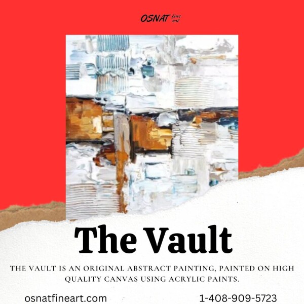 The Vault is an original abstract painting, painted on high quality canvas using acrylic paints. The main colors in the painting are mustard, blue, white, gold, and it is textured. Texture in a painting means that palette knife is used to give it a 3D effect. The painting is also coated with matt varnish to protect it against dust and UV rays, and is insured against damage and loss. Painting is shipped either stretched (ready-to-hang) or canvas rolled in a shipping tube – see the shopping cart for details.To know more visit us at:https://osnatfineart.com/painting/10150-the-vault