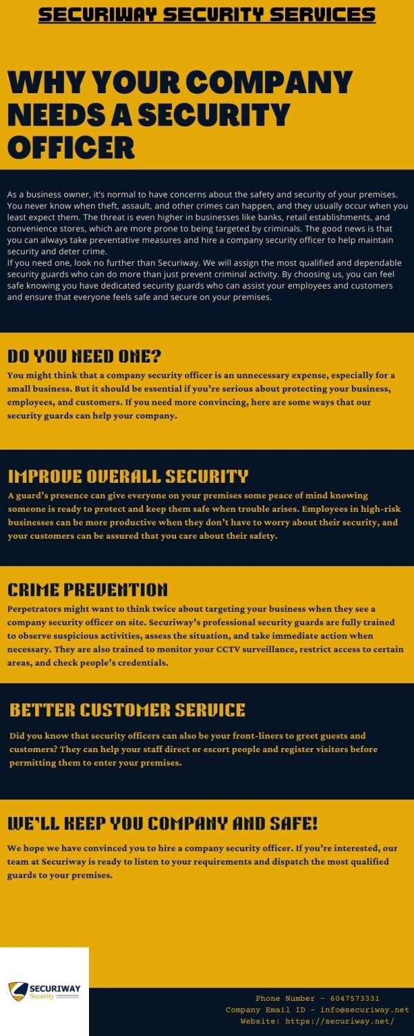 You might think that a company security officer is an unnecessary expense, especially for a small business. But it should be essential if you’re serious about protecting your business, employees, and customers.