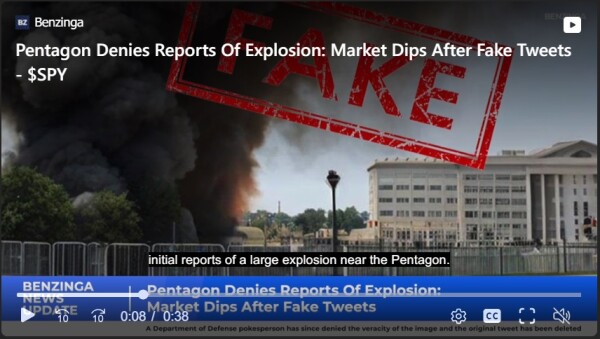 Fake image of Pentagon 'explosion' briefly sends jitters through stock market

An image of black smoke billowing next to a bureaucratic-looking building spread across social media Monday morning, with the claim that it showed an explosion near the Pentagon.

The posts sent a brief shiver through the stock market and were quickly picked up by news outlets outside the U.S., before officials jumped in to clarify that no blast actually took place and the photo was a fake.

Experts say the viral image had telltale signs of an AI-generated forgery, and its popularity underscores the everyday chaos these now increasingly sophisticated and easy-to-access programs can inflict.

Here’s a closer look at the facts.

CLAIM: An image shows an explosion near the Pentagon.

THE FACTS: Police and fire officials in Arlington, Virginia, say the image is not real and there was no incident at the U.S. Department of Defense headquarters across the Potomac from the nation’s capital.

Despite this, the image and claim was spread by outlets including RT, a Russian government-backed media company formerly known as Russia Today. It was also widely shared in investment circles, including an account bearing Twitter's signature blue verification check mark that falsely suggested it was associated with Bloomberg News.

“Reports of an explosion near the Pentagon in Washington DC,” the Russian state news agency wrote in a since-deleted tweet to its more than three million followers.

The timing of the fake image, which appeared to spread widely just after the U.S. stock market opened for trading at 9:30 a.m., was enough to send a ripple through the investment world.

The S&P 500 briefly dropped a modest 0.3% as social media accounts and investment websites popular with day traders repeated the false claims.

Other investments also moved in ways that typically occur when fear enters the market. Prices for U.S. Treasury bonds and gold, for example, briefly began to climb, suggesting investors were looking for someplace safer to park their money.

The image's rapid spread prompted the Arlington County Fire Department to take to social media to knock down the rumors.

“@PFPAOfficial and the ACFD are aware of a social media report circulating online about an explosion near the Pentagon,” the agency wrote, referring to the acronym for the Pentagon Force Protection Agency that polices the Pentagon. “There is NO explosion or incident taking place at or near the Pentagon reservation, and there is no immediate danger or hazards to the public.”

Capt. Nate Hiner, a spokesperson for the fire department, confirmed the agency’s tweet was authentic but declined to comment further, deferring to the Pentagon police force, which didn’t respond to email and phone messages.

Misinformation experts say the fake image was likely created using generative artificial intelligence programs, which have allowed increasingly realistic, but oftentimes flawed, visuals to flood the internet recently.

Inconsistencies in the building, fence and surrounding area are imperfections typically found in AI-generated images, noted Hany Farid, a computer science professor at the University of California, Berkeley, who specializes in digital forensics, misinformation and image analysis.

“Specifically, the grass and concrete fade into each other, the fence is irregular, there is a strange black pole that is protruding out of the front of the sidewalk but is also part of the fence,” he wrote in an email. “The windows in the building are inconsistent with photos of the Pentagon that you can find online.”

Chirag Shah, co-director of the Center for Responsibility in AI Systems & Experiences at the University of Washington in Seattle, cautioned that spotting fakes won’t always be as obvious.

Society will need to lean more on “crowdsourcing and community vigilance to weed out bad information and arrive at the truth” as AI technology improves, he argued.

“Simply relying on detection tools or social media posts are not going to be enough,” Shah wrote in an email.

Before the explosion hoax, the biggest Beltway intrigue on Wall Street’s mind Monday morning was whether the U.S. government will avoid a disastrous default on its debt.

But as the market is becoming increasingly reactive to headline-grabbing news, misinformation can be especially damaging when it’s shared by outlets even vaguely deemed as credible, said Adam Kobeissi, editor-in-chief at The Kobeissi Letter, an industry publication.

“A lot of these moves are happening because of high frequency trading, algorithmic trading, which is basically taking headlines, synthesizing them and then breaking them down into a trade on a millisecond basis,” he explained by phone, noting that much of the market is now automated. “It’s basically like you’re pulling a trigger every time a headline comes out.”