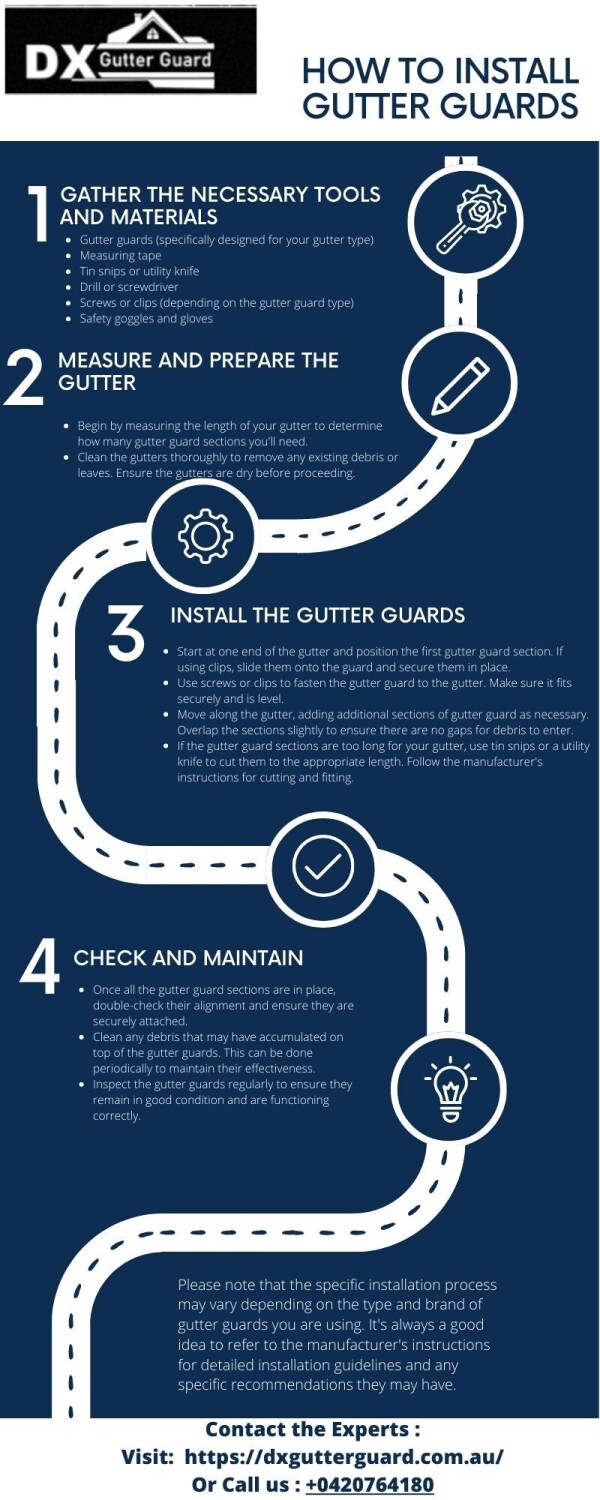 Installing gutter guards is an essential step in maintaining clean and efficient gutters, and DX Gutter Guard provides a simple and effective solution. With DX Gutter Guard, the installation process is straightforward and hassle-free. Start by thoroughly cleaning your gutters and removing any debris or leaves. Next, measure the length of your gutter and cut the DX Gutter Guard accordingly. Secure it in place by sliding it under the shingles and fastening it with screws or clips. Ensure that the gutter guard covers the entire length of the gutter, allowing water to flow freely while keeping leaves and debris out. With DX Gutter Guard, you can enjoy clog-free gutters and reduced maintenance, ensuring optimal performance and protecting your home from potential water damage.

Visit :https://dxgutterguard.com.au/

 #gutterguardinstallation         #gutterguardinstallationcost         #gutterguardinstallers         #GutterGuardInstallation&Cleaningservice         #Howtoinstallgutterguard         #gutterreplacementnearme         #GutterMeshInstallationcost         #gutterreplacement         #gutterrepairs         #guttercleanerssydney         #guttercleaningsydney         #guttercleaningservices         #roofguttercleaning         #roofandgutterrepair         #leaffreegutterguard         #gutterguardmesh         #gumleafgutterguard         #bestgutterguards         #gutterguardsydney