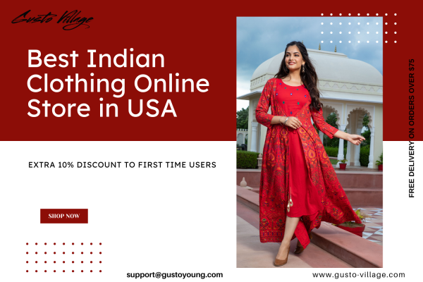 "Gusto Village is an Indian clothing store in the United States, offering an extensive collection of exquisite and authentic Indian garments for. 
Our online store allows you to browse through a wide range of clothing options, including salwar kameez, kurta sets, gowns, dresses, tunics etc.
Whether you are an Indian expatriate longing for a connection to your roots or someone who simply appreciates the beauty of Indian fashion, Gusto Village is the ultimate destination for all your Indian clothing needs in the USA. Visit
https://gusto-village.com/"