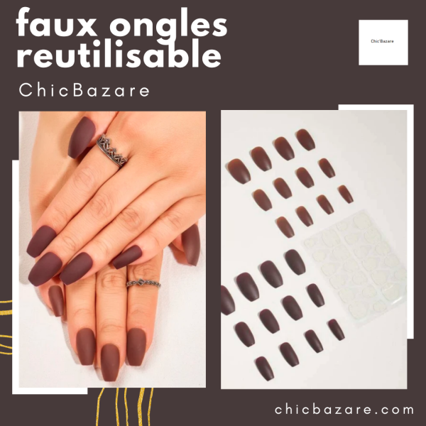 Order now and discover the convenience and glamour of reusable false nails. Enhance your style effortlessly and enjoy the confidence of flawless manicures. Step up your nail game today! Store the faux nail collection at Chic'Bazare and unleash your inner nail artist. Visit us: https://chicbazare.com/products/24-faux-ongles-reutilisables-nails-beauty-12