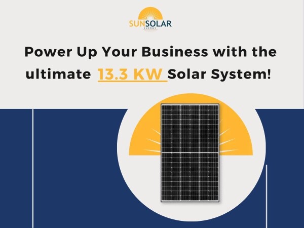 Embrace sustainability and cost savings with Sun Solar Energy's solar packages. Harness the power of a 13.3 kW solar system & fuel your business's success.