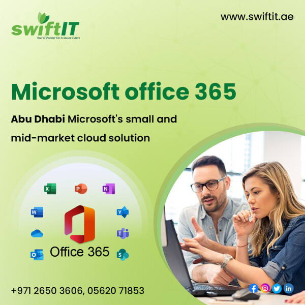 Without software as flexible and effective as Microsoft 365, the regular business operations of many businesses would be disrupted. SwiftIT is a Microsoft small and mid-market cloud solution partner.

Feel free to get in touch with us:

? +971-26503606, 0562071853

? info@swiftit.ae

? https://swiftit.ae/