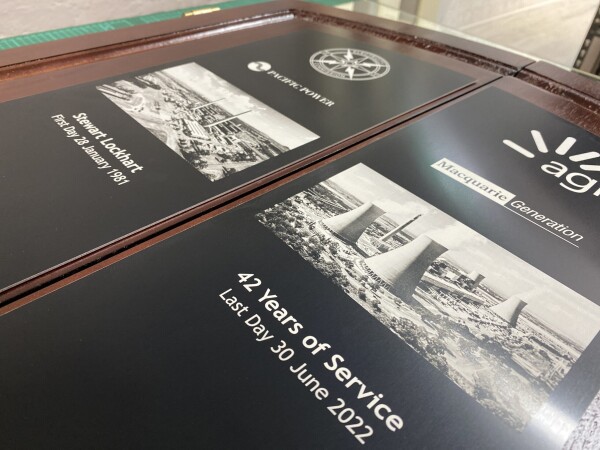 AGL Aluminum black plaques engrave etch scaled