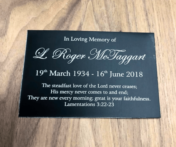 Aluminium Plaque Roger