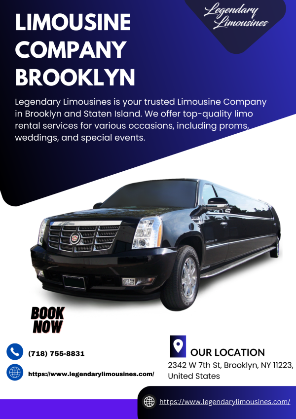 Legendary Limousines is your trusted Limousine Company in Brooklyn and Staten Island. We offer top-quality limo rental services for various occasions, including proms, weddings, and special events. With our luxurious fleet and professional chauffeurs, we ensure a memorable and stylish transportation experience. Whether you need a limo rental in Brooklyn or limo service in Staten Island, we have you covered. Contact us today and discover the elegance and comfort of Legendary Limousines near you.
More Details: https://www.legendarylimousines.com/