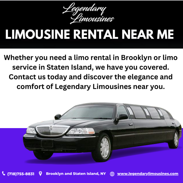 Legendary Limousines is your trusted Limousine Company in Brooklyn and Staten Island. We offer top-quality limo rental services for various occasions, including proms, weddings, and special events. With our luxurious fleet and professional chauffeurs, we ensure a memorable and stylish transportation experience. Whether you need a limo rental in Brooklyn or limo service in Staten Island, we have you covered. Contact us today and discover the elegance and comfort of Legendary Limousines near you.
More Details: https://www.legendarylimousines.com/