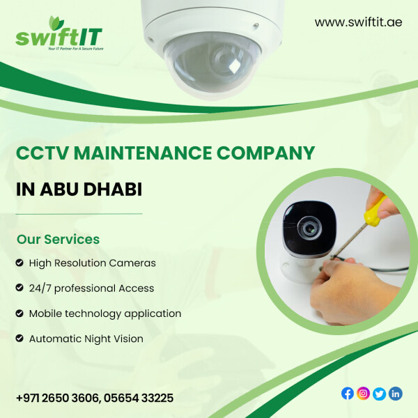 CCTV Maintenance Company in Abu Dhabi

The best CCTV services are available in Abu Dhabi! For your security requirements, unique solutions. For peace of mind, rely on our professionals. High Resolution Cameras, 24/7 Competent professional Access, Mobile technology application, Automatic Night Vision.

Give us a call right away!

? +971-26503606

? https://swiftit.ae/